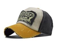 Lpitoy Casquette De Baseball Unisexe en Coton Rétro Motors Racing - Chapeaux Hip-hop - Chapeau De Soleil Portable pour Voyage, Plage, Camping, Randonnée (Bord Jaune Couleur Café)