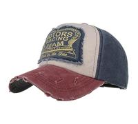 Lpitoy Casquette De Baseball Unisexe en Coton Rétro Motors Racing, Chapeaux Hip Hop, Chapeau De Soleil Portable pour Voyage, Plage, Camping, Randonnée (Bord Rouge Vin Bleu Marine)