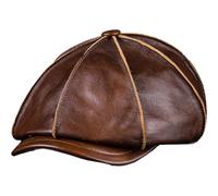 Lpitoy Casquette Gavroche en Cuir pour, Béret Octogonal Noir Style Vintage, Idéale pour L'automne l'hiver.