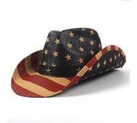 Lpitoy Chapeau De Cowboy Américain Classique American, Vintage Western Style USA Flag Cowboy Cowgirl Hat Party Parade Patriotic Hat pour Hommes Femmes