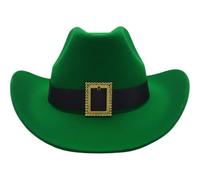 Lpitoy Chapeau De Cowboy Vert Unisexe À Large Bord, Style Western, avec Boucle De Ceinture Panama.