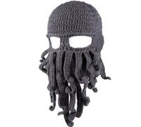 Lpitoy Chapeau De Poulpe Tentacule Drôle, Couvre-Chef, Cagoule en Tricot, Masque À Vent, Chapeau en Tricot pour Squelette De Moto (Gris)