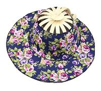Lpitoy Chapeau De Soleil en Bambou Portable pour Femmes, Chapeaux Pliants À Main, Casquette De Voyage, Chapeau De Soleil en Éventail De Danse, Casquette en Tissu Floral