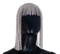 Lpitoy Chapeau de tête à Glands et Strass Chaine de tête en Argent Bijoux Bandeau Vintage Flapper 1920s Gatsby Accessoires de Cheveux pour Femmes