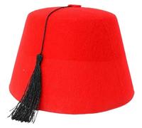Lpitoy Chapeau Marocain, Chapeau Fez Rouge avec Pompon, Styles Exotiques, Chapeau Marocain Arabe, Chapeau Marocain Fait Main, Chapeau Turc Traditionnel