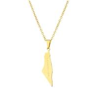 Lpitoy Collier Carte d'Israël et de la Palestine en Acier Inoxydable avec Pendentif, Collier avec Inscription Palestine, Bijoux Choker pour Femmes