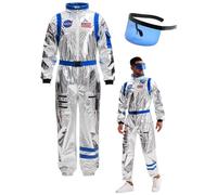 Lpitoy Costume D'astronaute pour Adulte, Combinaison Spatiale Argentée, Déguisement D'astronaute pour Femme, Ensemble De Déguisement pour Halloween Cosplay.