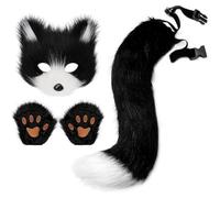 Lpitoy Costume De Masque De Chat, 1 Ensemble De De Queue De Patte De Pelry pour Mascarade, Fête De Cosplay, Masque Therian d'halloween