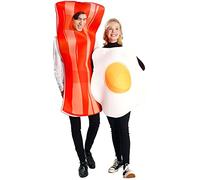Lpitoy Costume D'œuf De Bacon pour Couples Adultes, Robe De Soirée Cosplay d'halloween, Tenues Alimentaires Amusantes, Costume Unisexe pour Petit Déjeuner pour Adultes