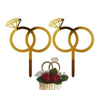 Lpitoy Décoration De Gâteau De Mariage, 2 Pièces, Bague en Diamant, Décoration De Gâteau pour Saint-Valentin, Fiançailles, Réception Nuptiale, Fête De Mariage