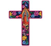 Lpitoy Décoration Murale en Croix Mexicaine, Décoration Florale du Jour des Morts, Art Mural, Décoration Crucifix pour Maison, L'église, Décoration Dia De Muertos