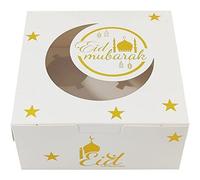 Lpitoy Eid Mubarak Cake Box 4 Grids Cupcake Container Bakery Cake Box avec Insert pour Les Fournitures De Fête Musulmane Islamique