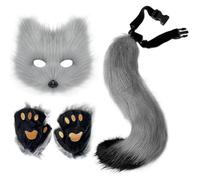 Lpitoy Ensemble De De Queues De Masque De Renard, Masque De Renard À Fourrure, De Queue De Renard Animal d'halloween, Accessoire De Costume De Cosplay De Renard d'halloween