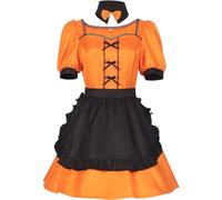Lpitoy Ensemble Robe De Soubrette d'halloween, Tenue De Soubrette Citrouille, Costume De Cosplay De Noël, Costume De Soubrette Classique pour Femme