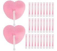Lpitoy Éventails en Papier Rose en Forme De Cœur, 30 Pièces, Pliables, pour Décoration De Mariage, Anniversaire, Cadeaux pour Invités, Fournitures De