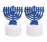 Lpitoy Hanoukka Menorah, 2 Pièces Judaïsme Hanoukka Décor LED Bougie, À Piles Chanoucca Lumières Bougeoir pour Décoration De Fête De Prière Religieuse