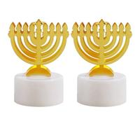 Lpitoy Hanoukka Menorah, 2 Pièces Judaïsme Hanoukka Décor LED Bougie, À Piles Chanoucca Lumières Bougeoir pour Décoration De Fête De Prière Religieuse