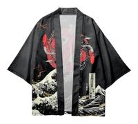 Lpitoy Hommes Kimono Streetwear Femmes Cardigan Cosplay Haori Yukata Hauts Robe Vêtements Lune Imprimé Plage Japonais Kimono