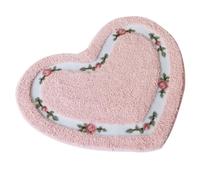 Lpitoy Joli Tapis De Salle De Bain en Forme De Cœur De Rose Florale, Tapis De Décoration De Sol À Poils Longs Rose Super Doux, Idéal pour La Cuisine, Le Salon Et Les Toilettes