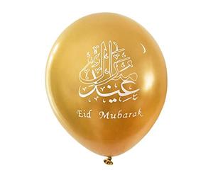 Lpitoy Lot de 10 Ballons Eid Mubarak, Ballons en Latex De 30 Cm pour Les Célébrations du Ramadan, Articles De Fête pour Les Réunions Musulmanes, À Maison Lors D'événements.