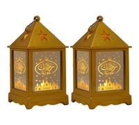 Lpitoy Lot De 2 Mini Lanternes De Ramadan avec Lumière LED, Lanternes À Bougie LED Eid Mubarak pour Halloween, Noël, Mariage, Centre De Table, Décoration du Ramadan