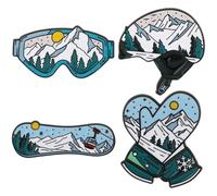 Lpitoy Lot De 4 Broches De Ski d'hiver pour À Dos, Chapeau, Aventure en Plein Air, Revers De Veste, Bijoux Esthétiques pour Vêtements, Sacs, Loisirs Créatifs, Cadeaux