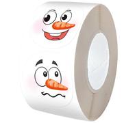 Lpitoy Lot de 500 Autocollants De Noël en Forme De Bonhomme De Neige, Autocollants De Visage De Bonhomme De Neige, Autocollants De Visage Ronds, Étiquettes De Vacances d'hiver pour Enfants,
