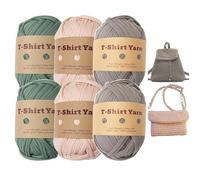 Lpitoy Lot de 6 Fils élastiques pour t-Shirt, Fil à Tricoter, Fil à Spaghetti, Fil à Tricoter épais pour projets de Crochet de Sac, de Couverture, de Coussin