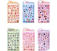 Lpitoy Lot De 6 Mini Autocollants en Relief, Tout Mignons, avec des Animaux Kawaii, pour Coque De Téléphone, Cahier Scrapbooking.