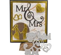 Lpitoy Matrices De Découpe en Métal avec Lettres & Mrs, Découpes en Forme De Cœur pour Invitation, Album De, Fabrication De Cartes De Mariage, Gaufrage en Papier, Scrapbooking