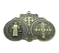 Lpitoy Médailles De Saint Benoît, Grand Pendentif en Métal, Protection Vintage De Saint Benoît pour Porte, Mur Ou Bureau, Décoration Artistique, Cadeaux