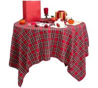 Lpitoy Nappe Ronde À Rayures Écossaises en Tartan, Nappe À Carreaux, Tissu en Polyester Coton, Nappe Rustique pour Noël, Salle À Manger, Cuisine, Fête