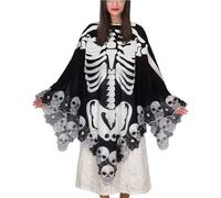 Lpitoy Poncho Squelette d'halloween, Poncho De Costume d'halloween Squelette en Dentelle, Cape Squelette d'halloween, Poncho du Jour des Morts, Costumes d'halloween pour Femmes