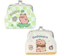Lpitoy Porte-Monnaie De Dessin Animé, 2 Pièces, Porte-Monnaie À Loquet Capybara, Mini Portefeuilles en PU, Sacs d'argent pour Enfants, Mini Porte-clé, De Rangement