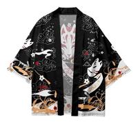 Lpitoy Veste Kimono Traditionnelle Japonaise Décontractée À Sept Manches, Manteau Ouvert sur Le Devant, Yukata Léger, Vêtements D'extérieur, Streetwear pour Hommes Femmes