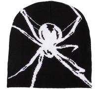 Lpitoy Y2k Gothique Araignée Motif Tricoté Chapeau Bonnet Bonnet Hiver Chaud Bonnets Décontracté Casquette De Crâne en Plein Air Streetwear pour Femmes Hommes Adolescents
