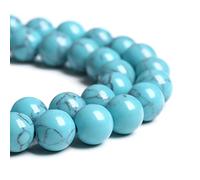 LPLPL Perles rondes en pierres précieuses naturelles, 10 mm, 36 pièces, perles d'espacement en grès bleu, for la fabrication de bijoux, bracelet, 1 brin(Light Blue Turquoise,12MM)
