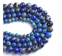 LPLPL Perles rondes en pierres précieuses naturelles, 10 mm, 36 pièces, perles d'espacement en grès bleu, for la fabrication de bijoux, bracelet, 1 brin(Blue Sea Sediment,10MM)