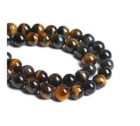 LPLPL Perles rondes en pierres précieuses naturelles, 10 mm, 36 pièces, perles d'espacement en grès bleu, for la fabrication de bijoux, bracelet, 1 brin(Yellow Blue Tiger Stone,8 mm)