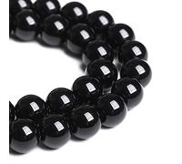 LPLPL Perles rondes en pierres précieuses naturelles, 10 mm, 36 pièces, perles d'espacement en grès bleu, for la fabrication de bijoux, bracelet, 1 brin(Black Agate,4 mm)