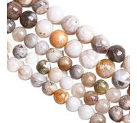 LPLPL Perles rondes en pierres précieuses naturelles, 10 mm, 36 pièces, perles d'espacement en grès bleu, for la fabrication de bijoux, bracelet, 1 brin(Bamboo Leaf Agate,12MM)
