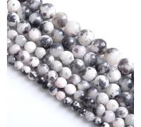 LPLPL Perles rondes en pierres précieuses naturelles, 10 mm, 36 pièces, perles d'espacement en grès bleu, for la fabrication de bijoux, bracelet, 1 brin(Black White Persian Jade,8 mm)