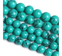 LPLPL Perles rondes en pierres précieuses naturelles, 10 mm, 36 pièces, perles d'espacement en grès bleu, for la fabrication de bijoux, bracelet, 1 brin(Green Turquoise,12MM)