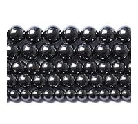 LPLPL Perles rondes en pierres précieuses naturelles, 10 mm, 36 pièces, perles d'espacement en grès bleu, for la fabrication de bijoux, bracelet, 1 brin(Black,6mm)