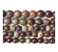 LPLPL Perles rondes en pierres précieuses naturelles, 10 mm, 36 pièces, perles d'espacement en grès bleu, for la fabrication de bijoux, bracelet, 1 brin(Flower Agate,8 mm)
