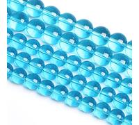 LPLPL Perles rondes en pierres précieuses naturelles, 10 mm, 36 pièces, perles d'espacement en grès bleu, for la fabrication de bijoux, bracelet, 1 brin(Light Blue Glass,8 mm)