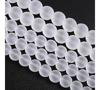 LPLPL Perles rondes en pierres précieuses naturelles, 10 mm, 36 pièces, perles d'espacement en grès bleu, for la fabrication de bijoux, bracelet, 1 brin(Matte White Glass,4 mm)