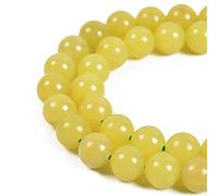 LPLPL Perles rondes en pierres précieuses naturelles, 36 perles rondes en vrac de 10 mm for la fabrication de bijoux, 39,4 cm, 1 brin (rhyosite, 10 mm, 36 perles)(Yellow Jade,4mm 90Beads)