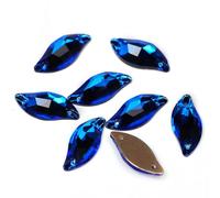 LPLPL Perles rondes en pierres précieuses naturelles, feuilles de diamant AAAAA, pierres scintillantes cousues, strass à dos plat, cristaux de verre AB 14 x 30 mm, 24 pièces(Capri Blue,14x30mm 6Pcs)
