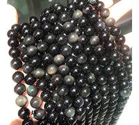 LPLPL Perles rondes en pierres précieuses naturelles, obsidienne arc-en-ciel naturelle, perles rondes en vrac for la fabrication de bijoux et de bracelets, 6 mm, 61 pièces